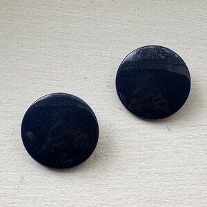 Round Acrylic Navy Blue Clip-On Earrings